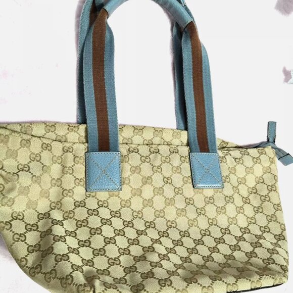 Gucci Vintage GG Monogram Medium Handle Bucket Tote - Blue - Picture 10 of 10